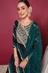 Plus Size Navy Blue Viscose Rayon Leheriya Printed Yoke Design Straight Suit Set